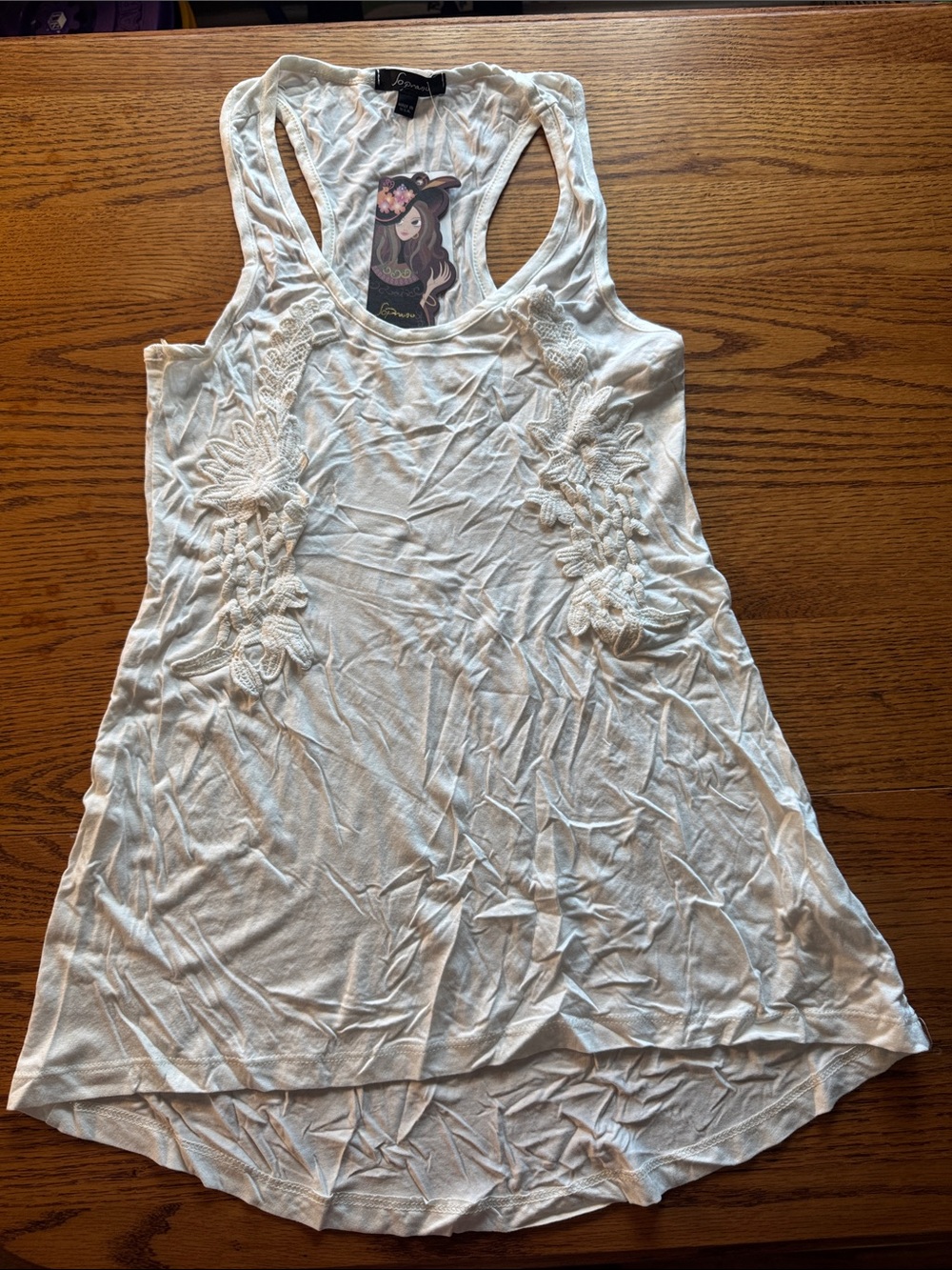 Soprano White Crochet Racerback Tank